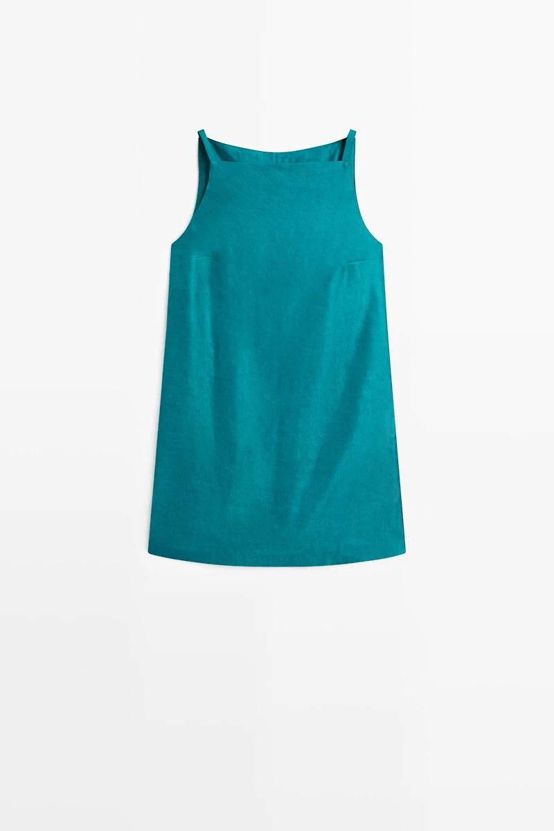 Linen blend mini dress