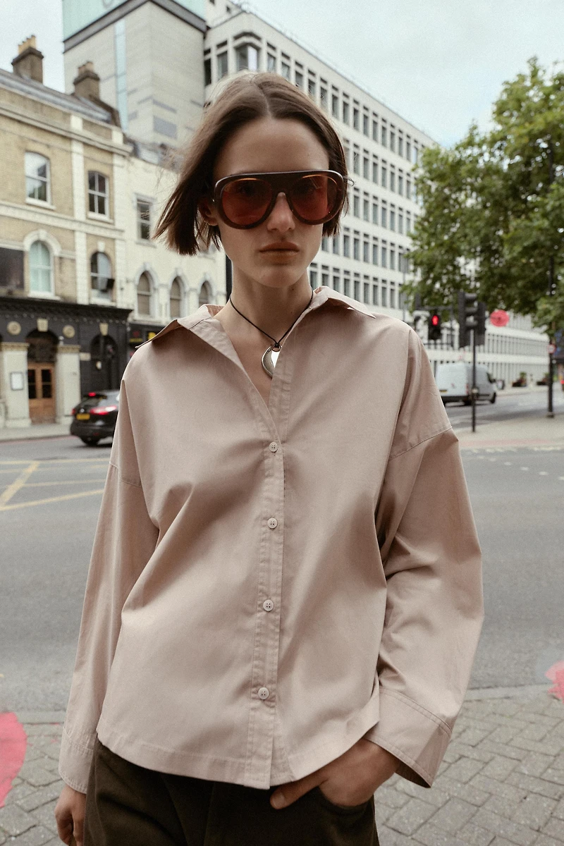 POPLIN BUTTON SHIRT