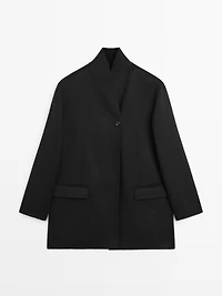 Wool blend high neck coat