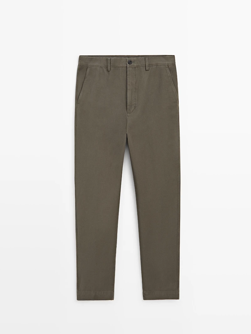 Tapered fit cotton pants
