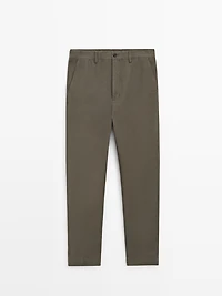 Tapered fit cotton pants