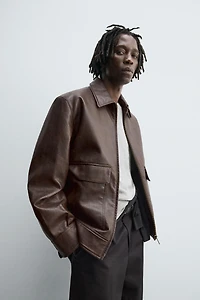 FAUX LEATHER OVERSHIRT
