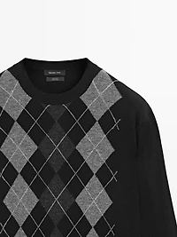 Pull à losanges en maille 100 % laine