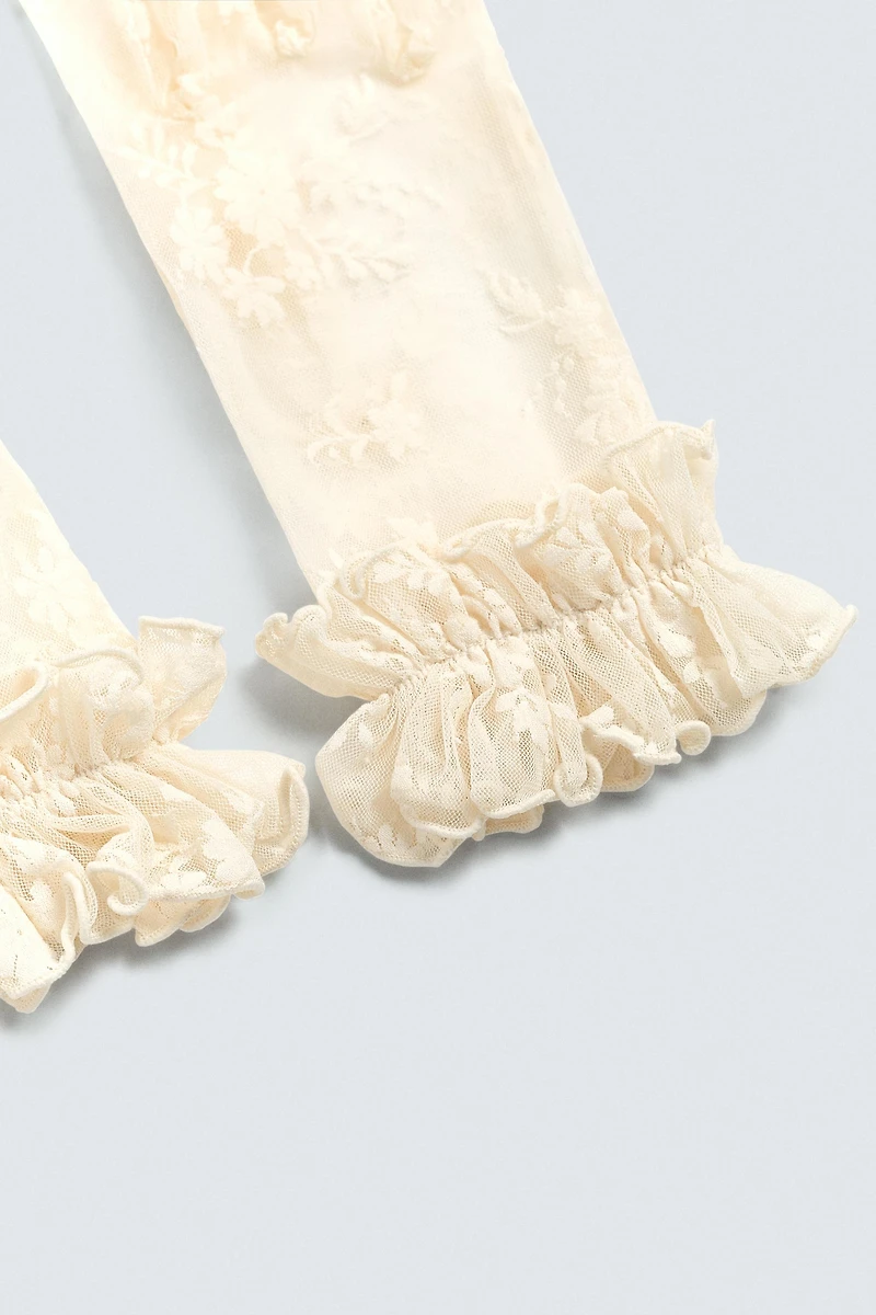 SEMI-SHEER FLORAL GLOVES HARRY LAMBERT FOR ZARA X DISNEY