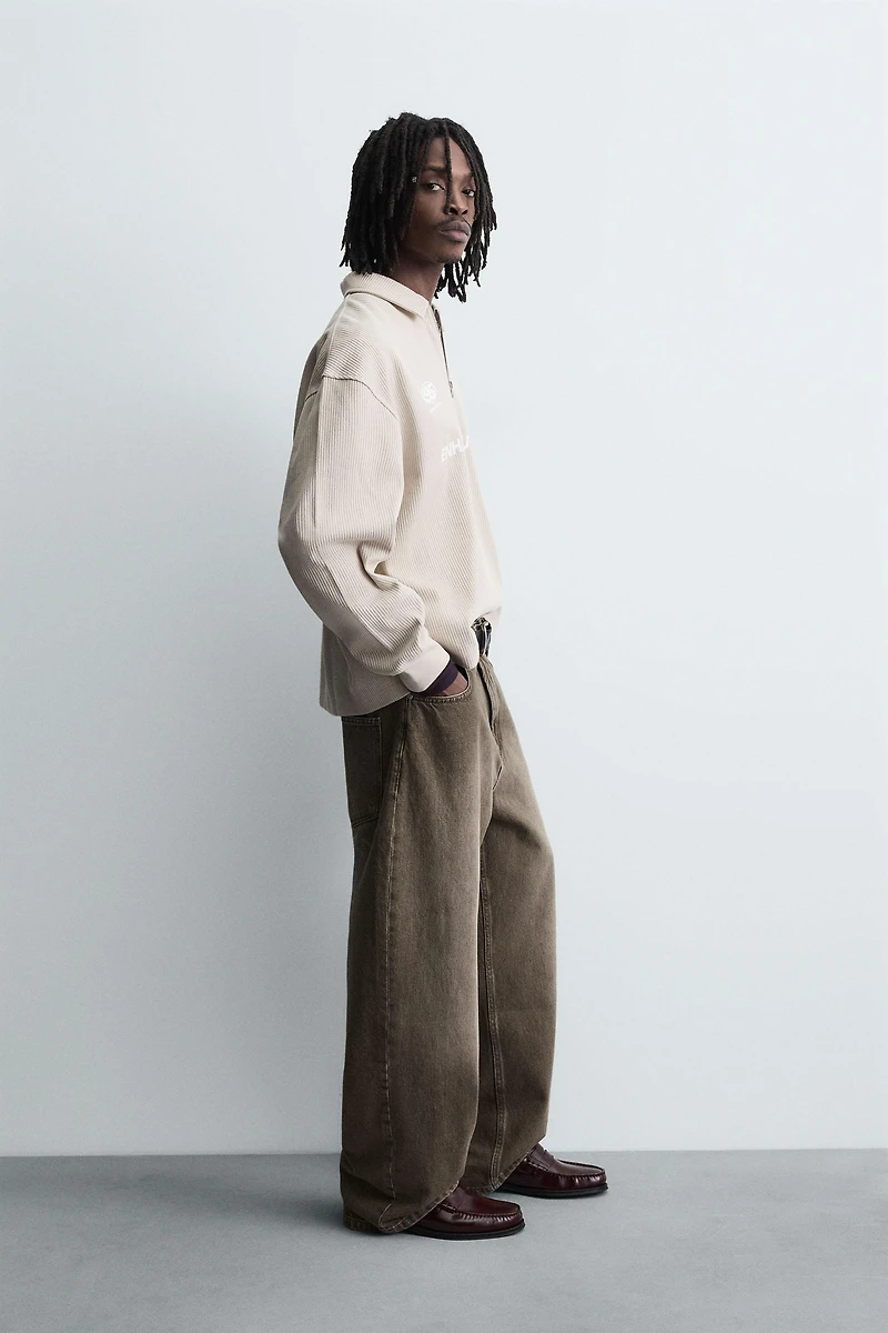RIB KNIT TEXTURED POLO SHIRT