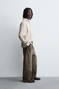 RIB KNIT TEXTURED POLO SHIRT