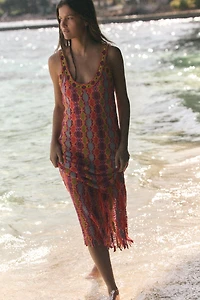LONG FRINGED KNIT DRESS