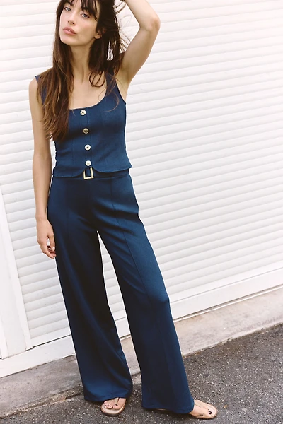BUTTONED TWILL TOP