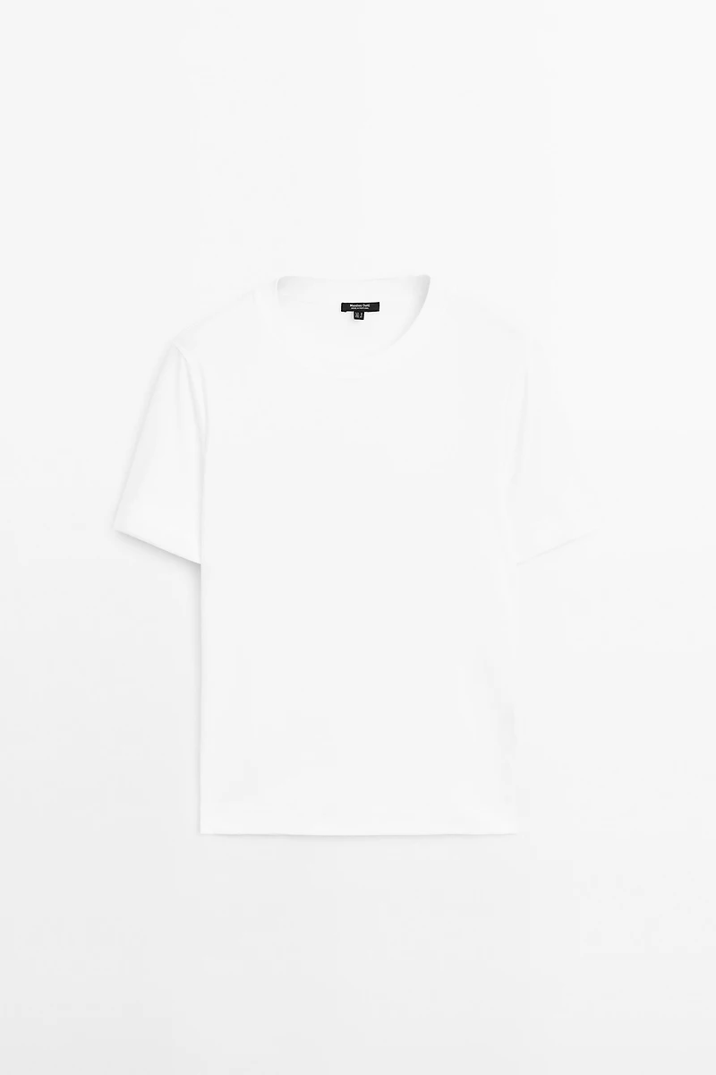 T-shirt interlock col rond 100 % coton