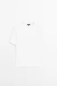 T-shirt interlock col rond 100 % coton