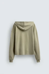 WASHED PRINTED TEXT SWEATSHIRT