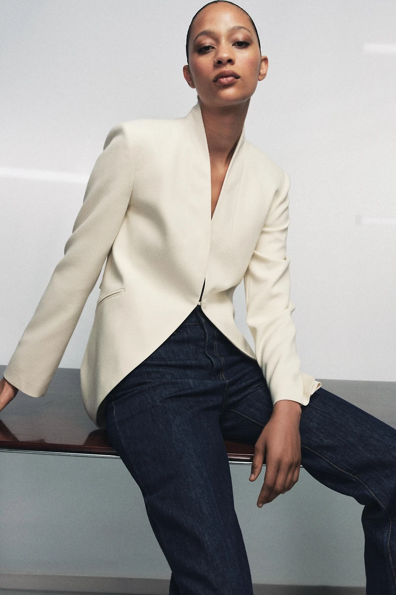 ZW COLLECTION LAPELLESS LONG BLAZER