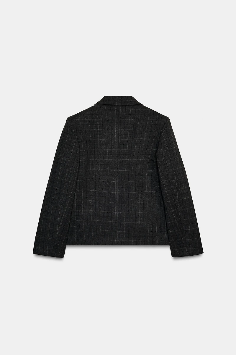 OVERSIZED PLAID CROP BLAZER
