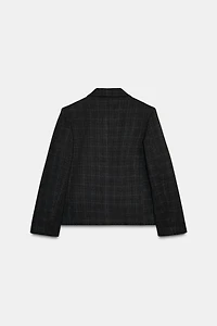 OVERSIZED PLAID CROP BLAZER