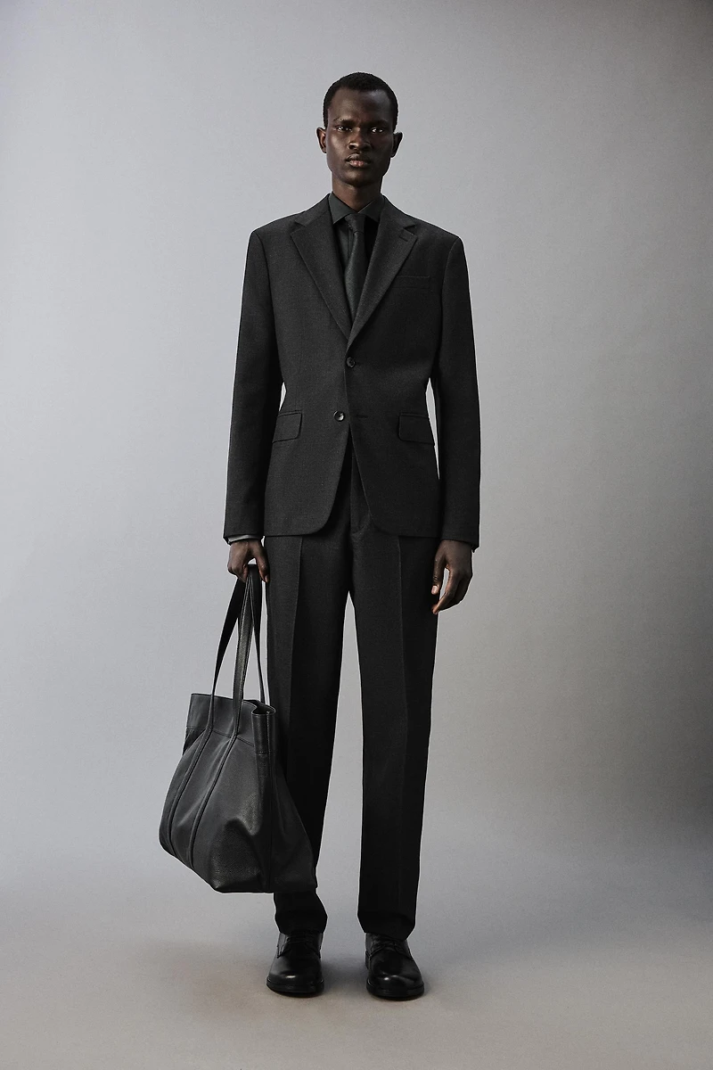 PLAID TEXTURED SUIT PANTS