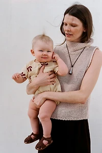 EMBROIDERED TEXTURED ROMPER