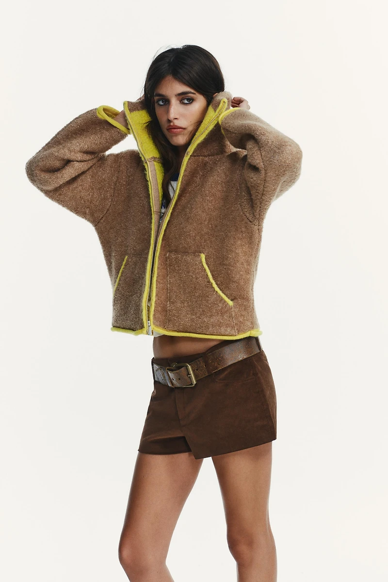 CONTRAST TRIM KNIT CARDIGAN