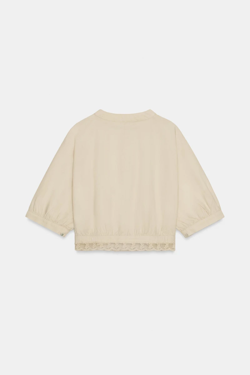 EMBROIDERED CROP SHIRT