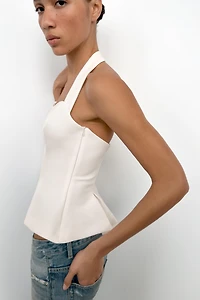 PLEATED HALTER TOP