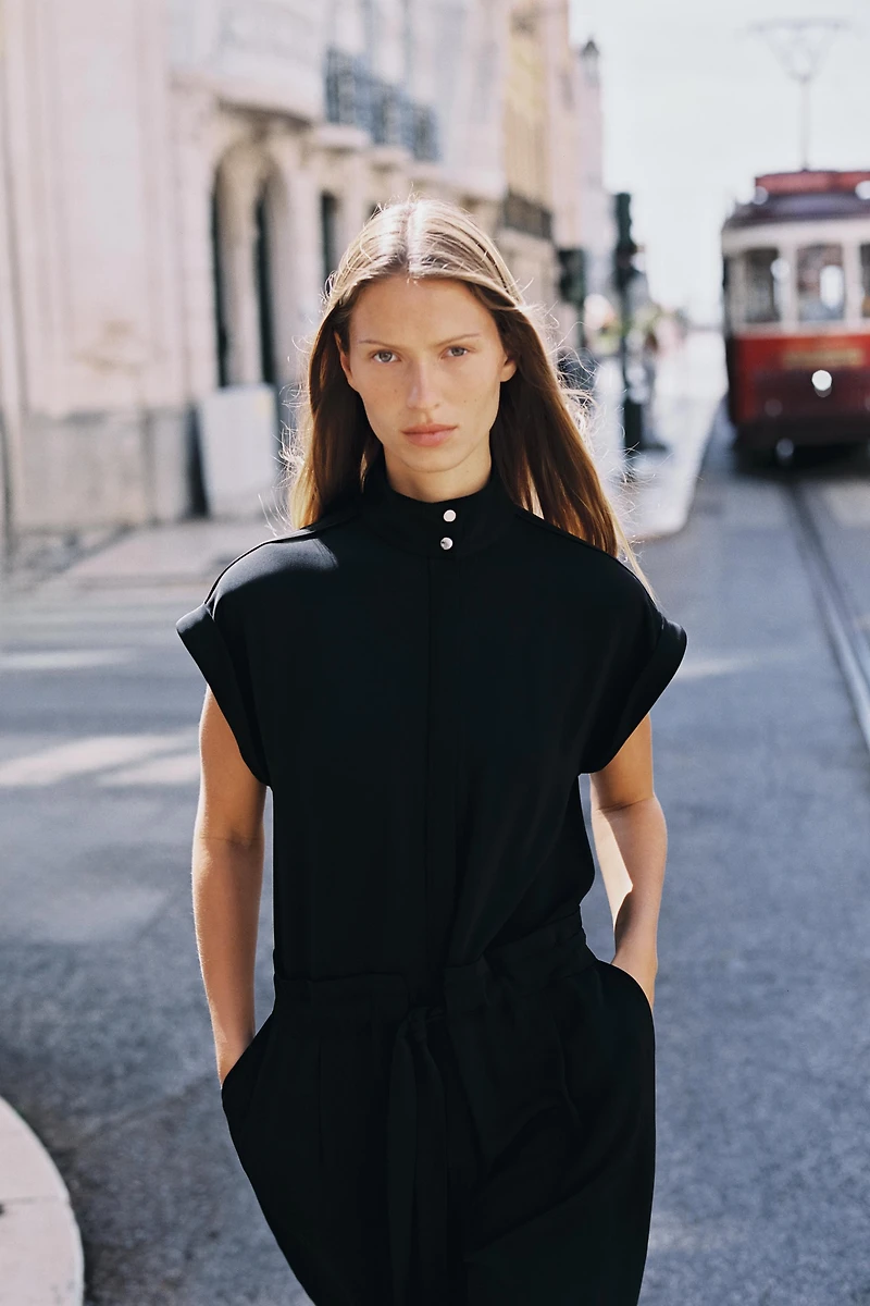 BELTED LONG JUMPSUIT