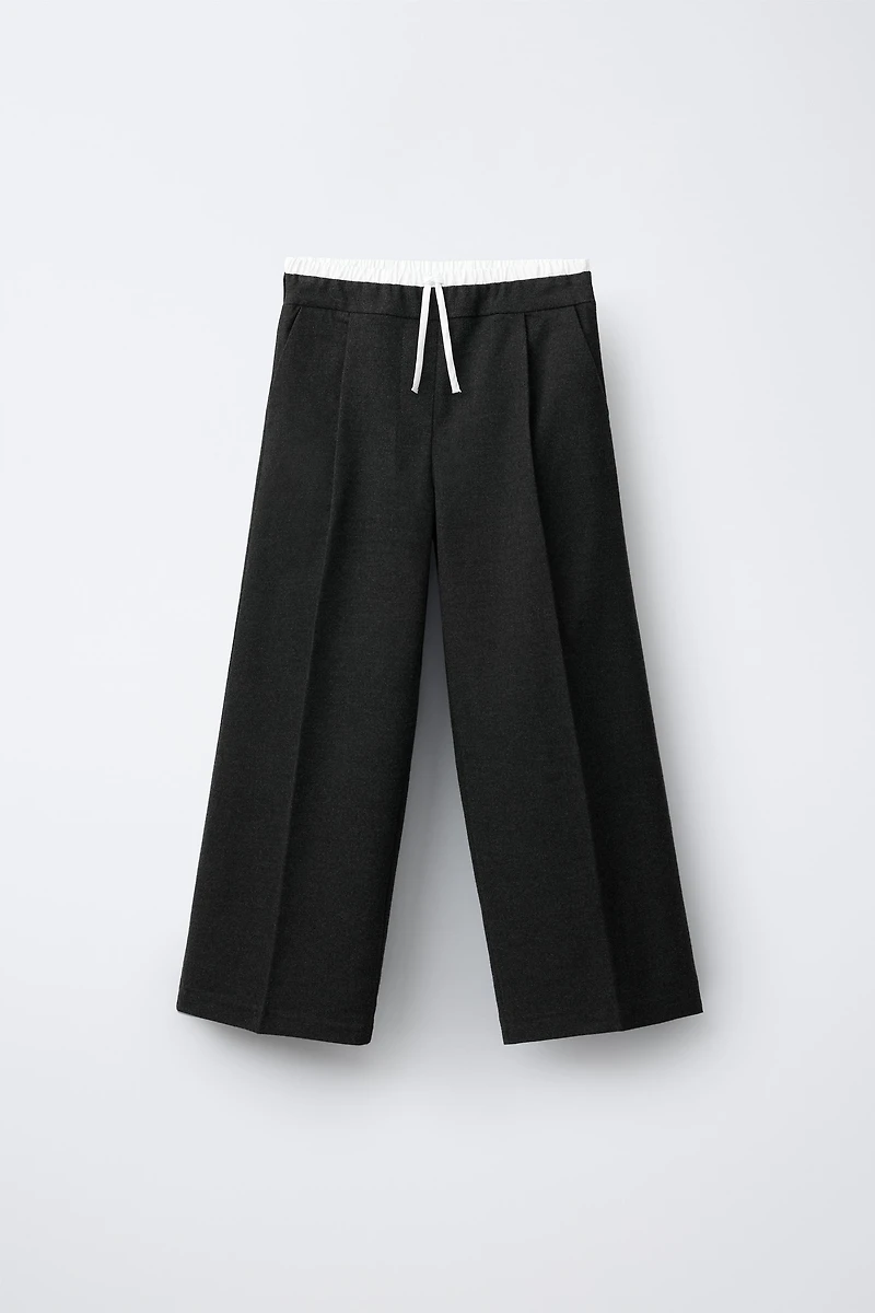 PANTS WITH CONTRASTING DOUBLE WAISTBAND