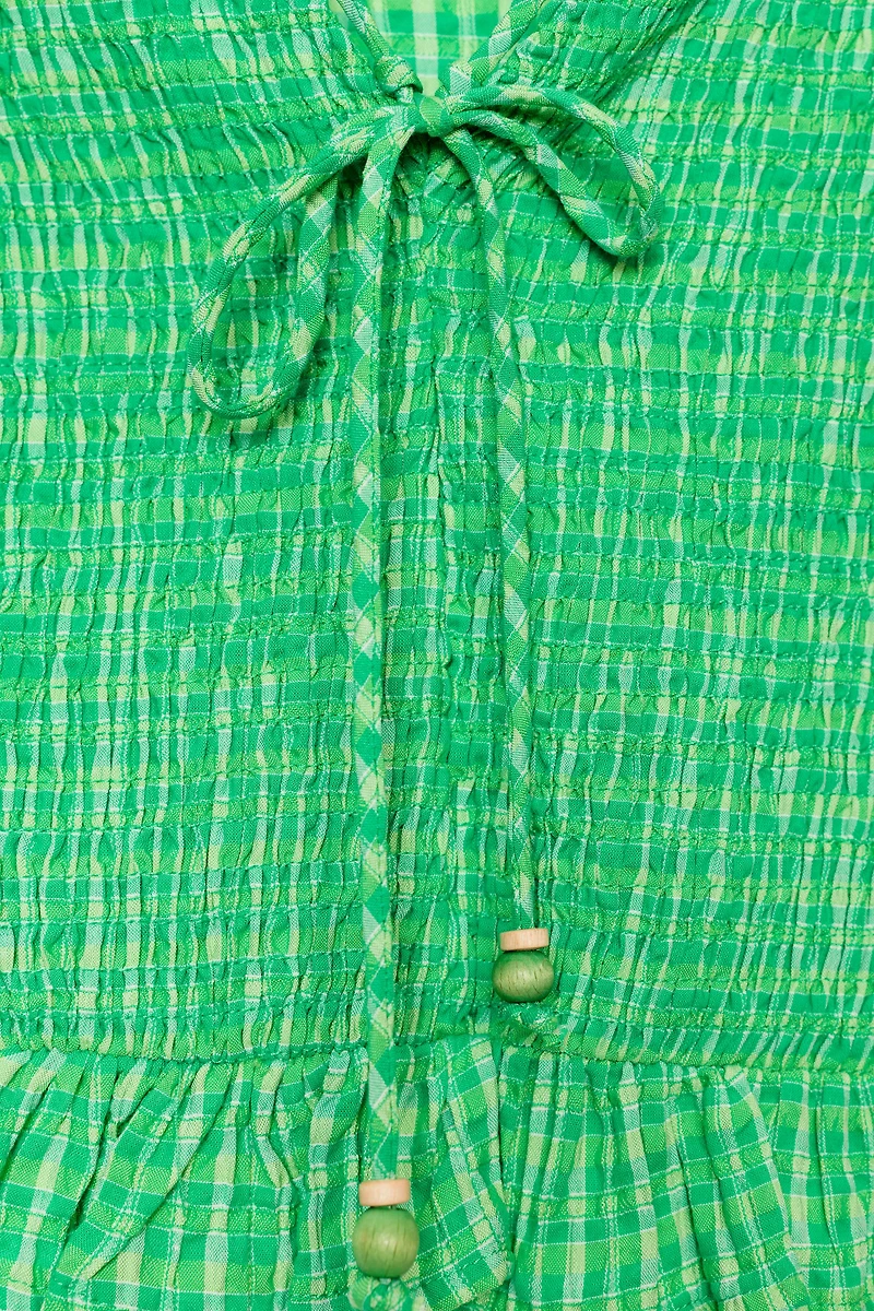 GINGHAM SMOCKED TOP