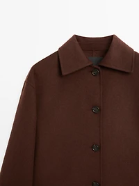 Short wool blend jacket with shirt collar
