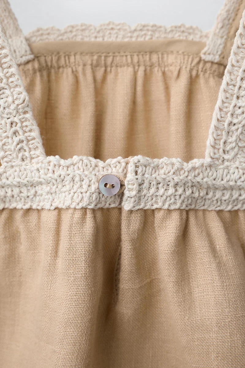 100% LINEN CROCHET TOP