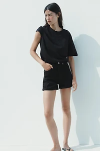 HIGH-WAISTED MOM FIT SHORTS