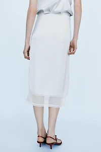 COMBINED SATIN MIDI SKIRT