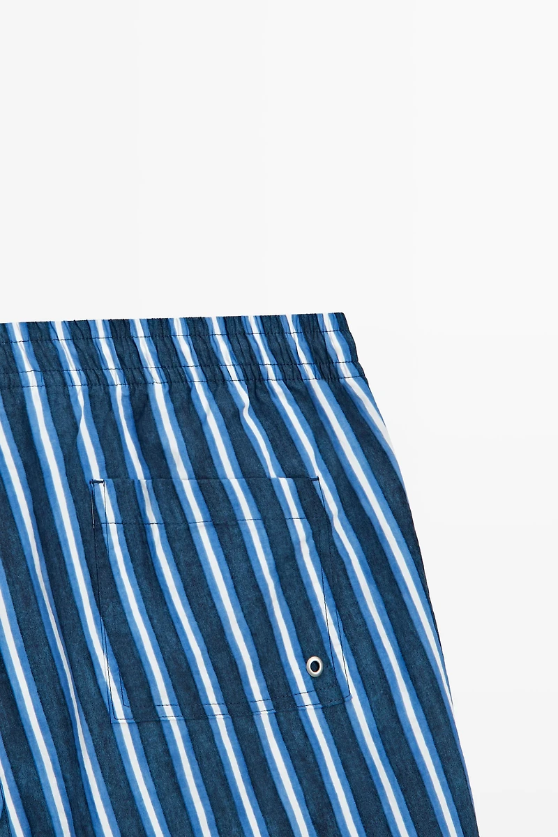Tri-color striped swimming trunks
