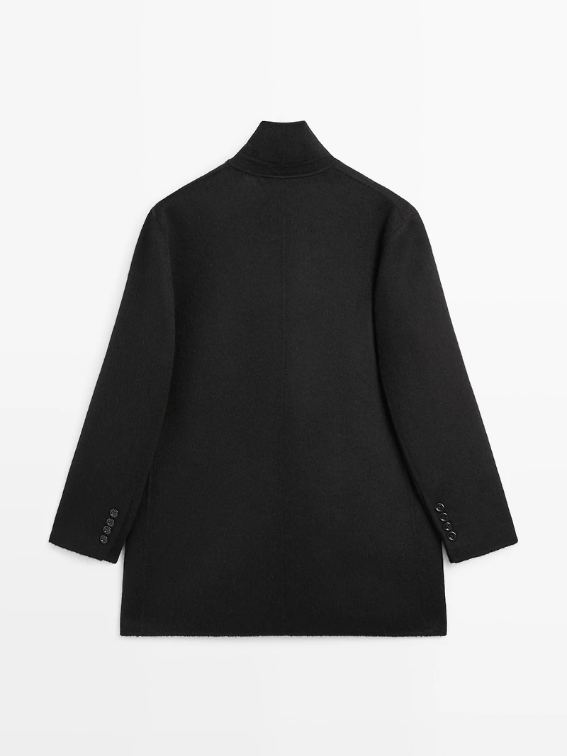 Wool blend high neck coat