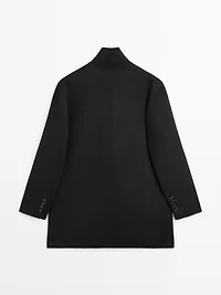 Wool blend high neck coat