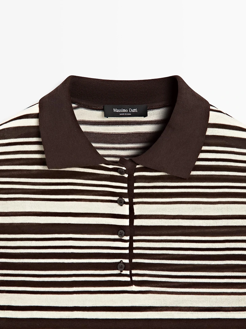 Polo à rayures en maille 100 % coton
