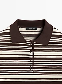 Polo à rayures en maille 100 % coton