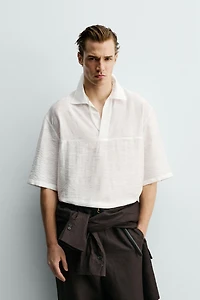 CHEMISE POLO FLUIDE EN JACQUARD