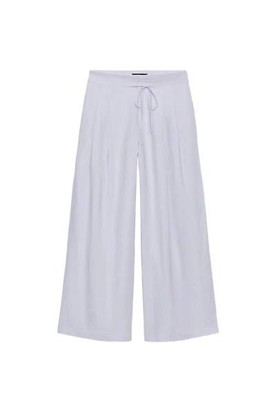 WIDE LEG PLEATED PANTS WITH LINEN