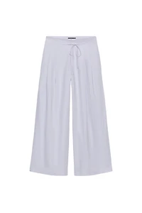 WIDE LEG PLEATED PANTS WITH LINEN