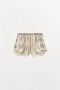 EMBROIDERED LACE STRIPED SHORTS