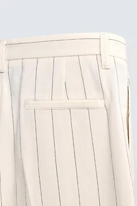 PLEATED STRIPE PANTS