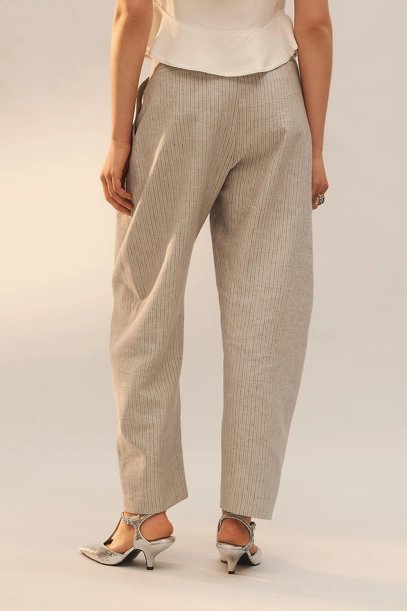 LIMITED EDITION LINEN BLEND STRIPED PANTS