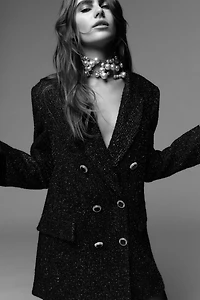 METALLIC THREAD DOUBLE BREASTED BLAZER