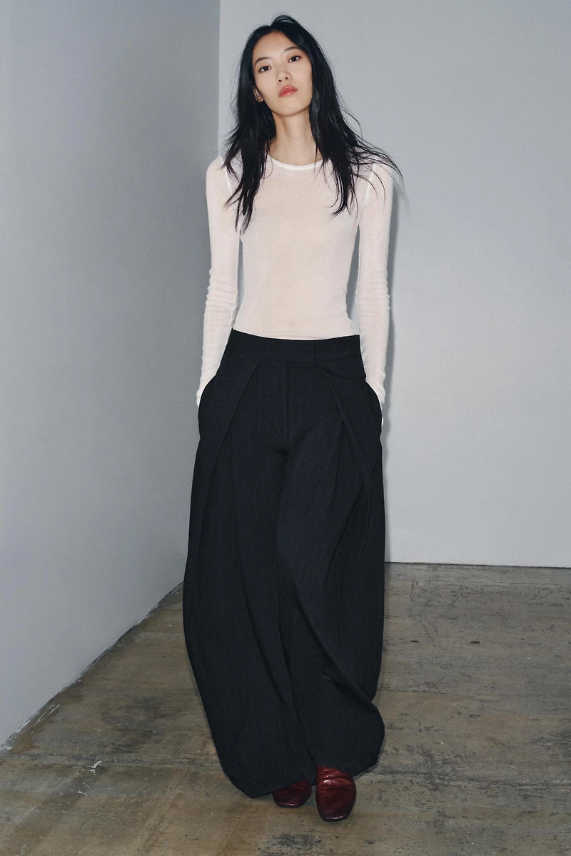 ZW COLLECTION PINSTRIPE PLEATED PANTS