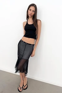 SEQUIN ASYMMETRIC TULLE SKIRT