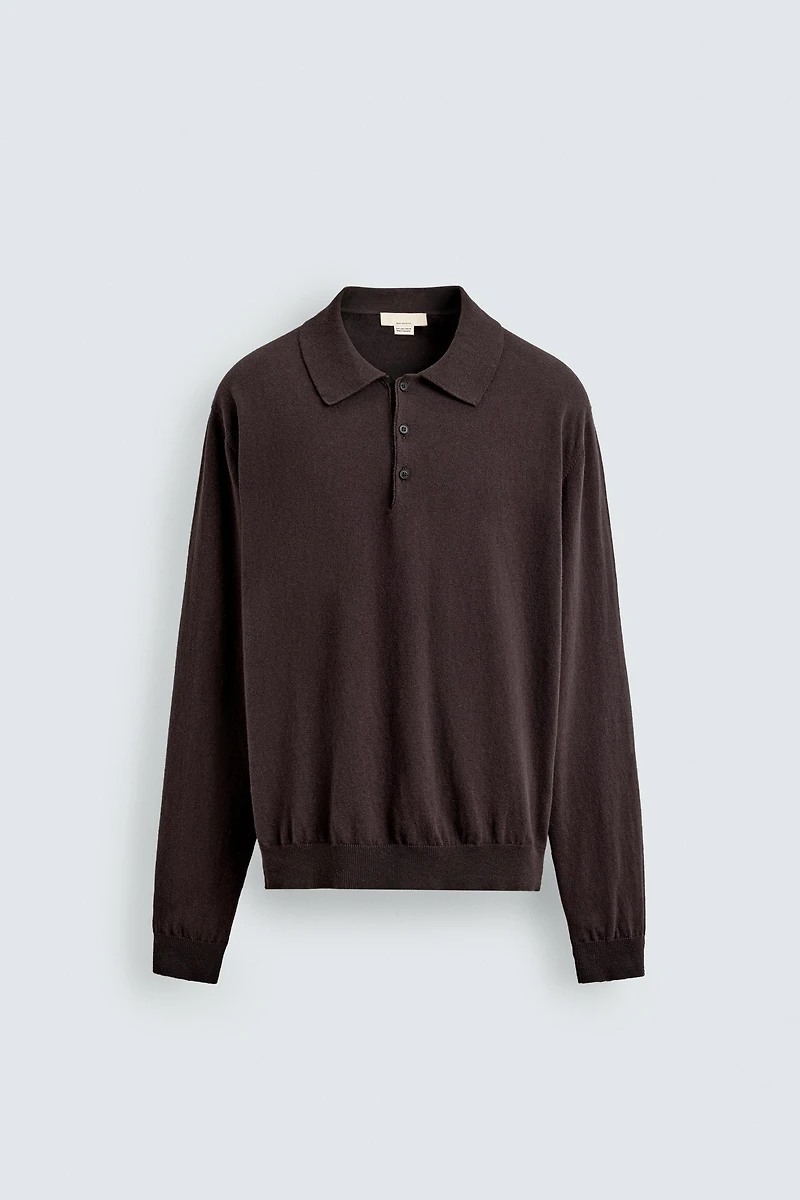 COTTON LINEN BLEND KNIT POLO SHIRT