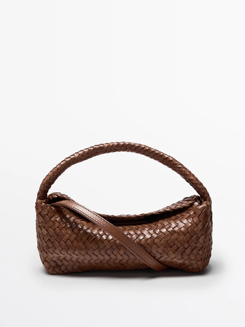 Braided nappa leather crossbody bag