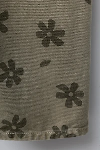 FLORAL TWILL OVERALLS