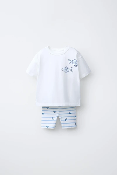 FISH T-SHIRT AND BIKER LEGGINGS SET