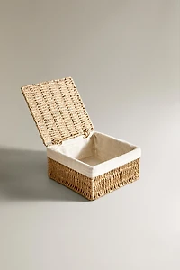 COTTON-LINED BASKET WITH LID