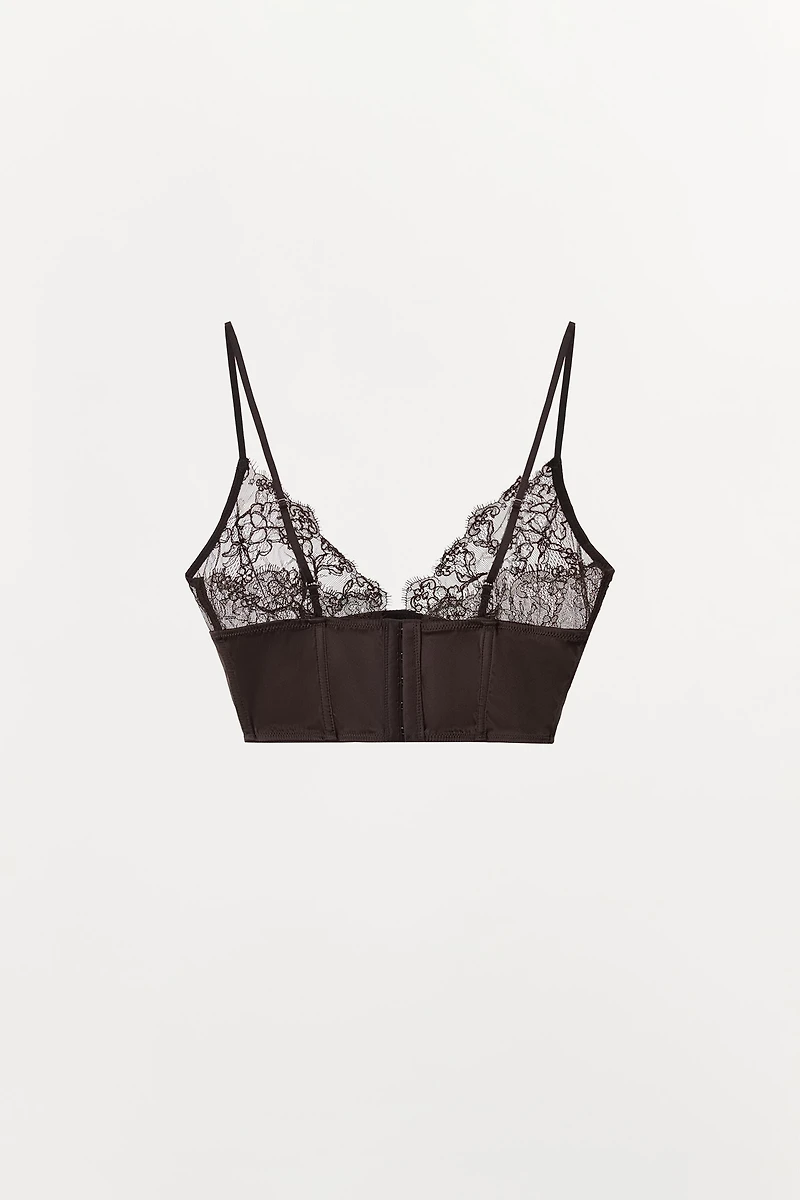 SATIN EFFECT LACE COMBINATION BRALETTE